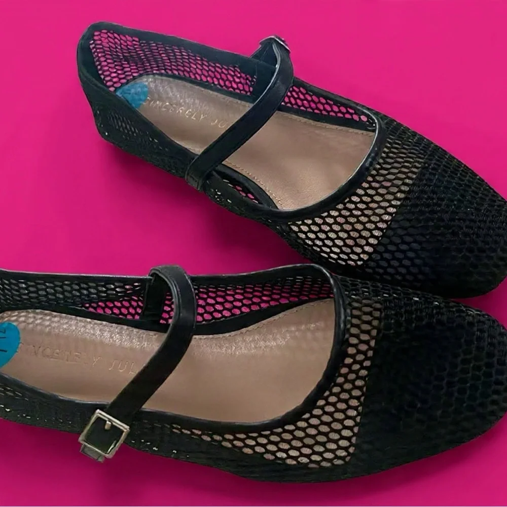 Sincerely Jules “Muse” Black Mesh Women's Ballet Flats US 7.5 - Picture 4 of 8
